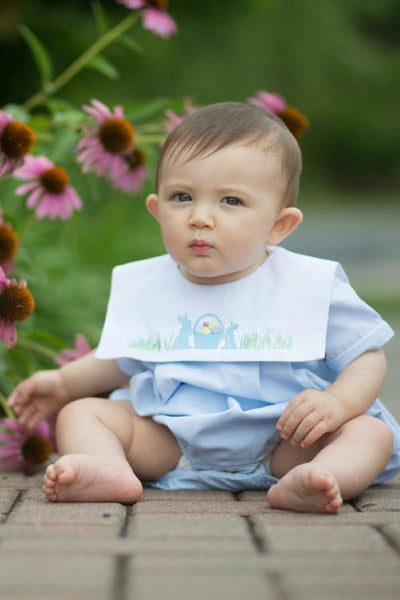 Smocked Easter Shadow Baby Boy Bubble Romper Outfit