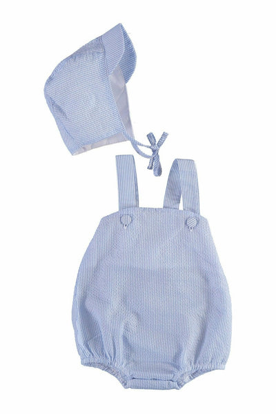 Carriage Boutique Sleeveless Seersucker Baby Boy Bubble Romper