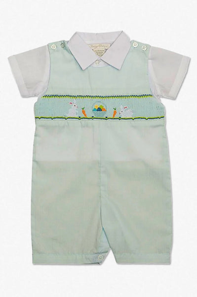 Smocked Bunnies Baby Boy Romper Easter Outfit