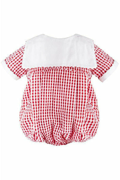 Carriage Boutique Monogram Check Boys Romper