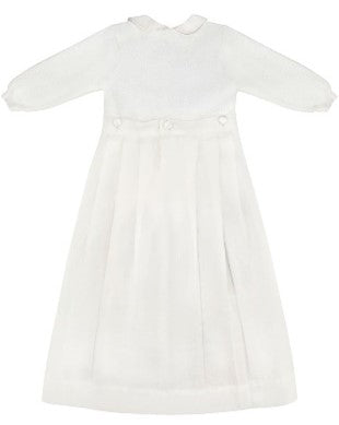 Pebble Stitch Christening Gown with Removable Skirt - Baptism Outfit